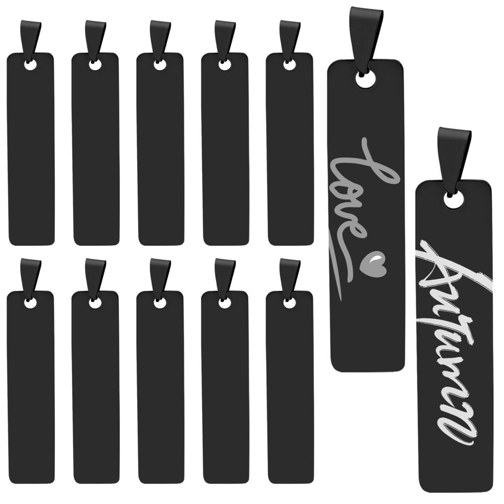 1064 12 Pack Engravable Metal Pendant Charms Blanks Rectangle Stamping Tag